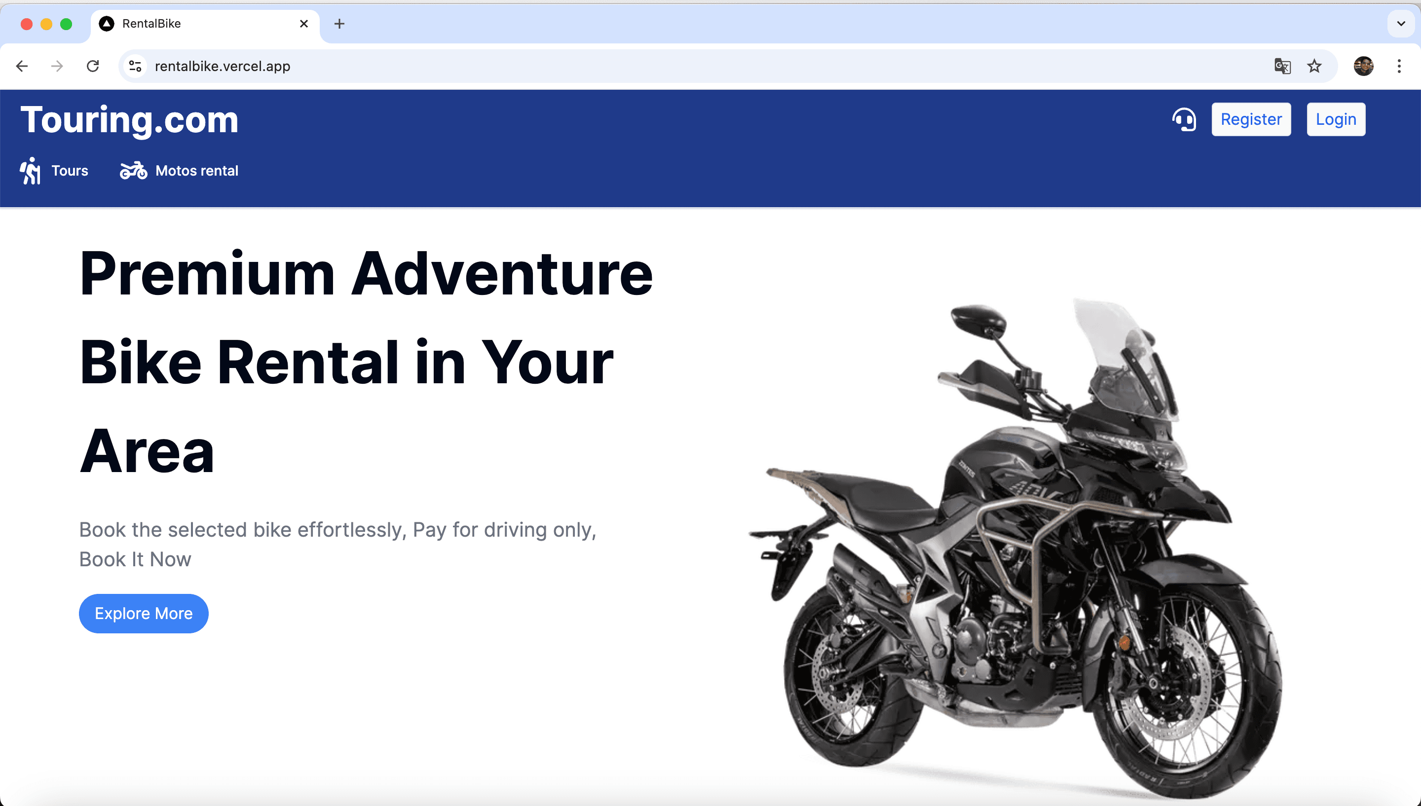 Rental motorcycle screenshot 1